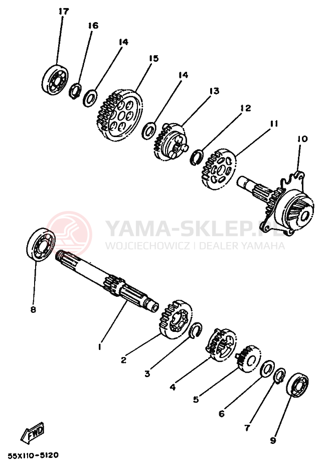 Schemat "Skrzynia biegów " do Yamaha YFM80T