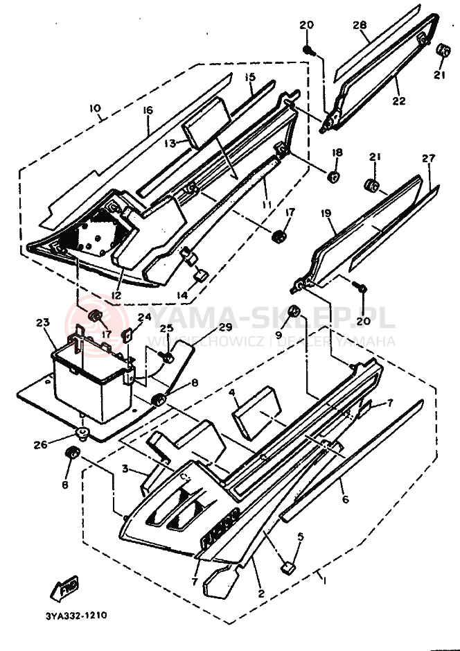 Schemat "Owiewki, pola numer., zb. oleju" do Yamaha FJ1200