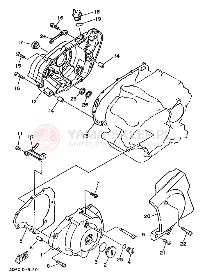 Schemat "Pokrywa silnika" do Yamaha XV240 VIRAGO
