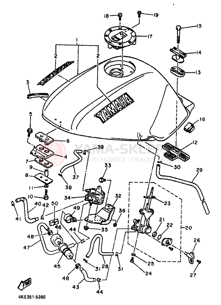 Schemat "zbiornik paliwa" do Yamaha XJ600N