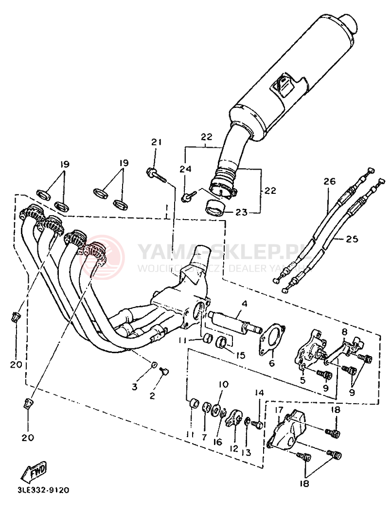 Schemat "Wydech końcowy" do Yamaha FZR1000