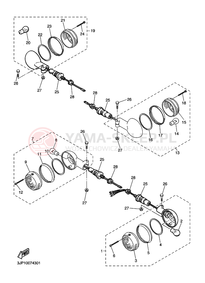 Schemat "kierunkowskazy" do Yamaha VMX12 VMX12N VMAX