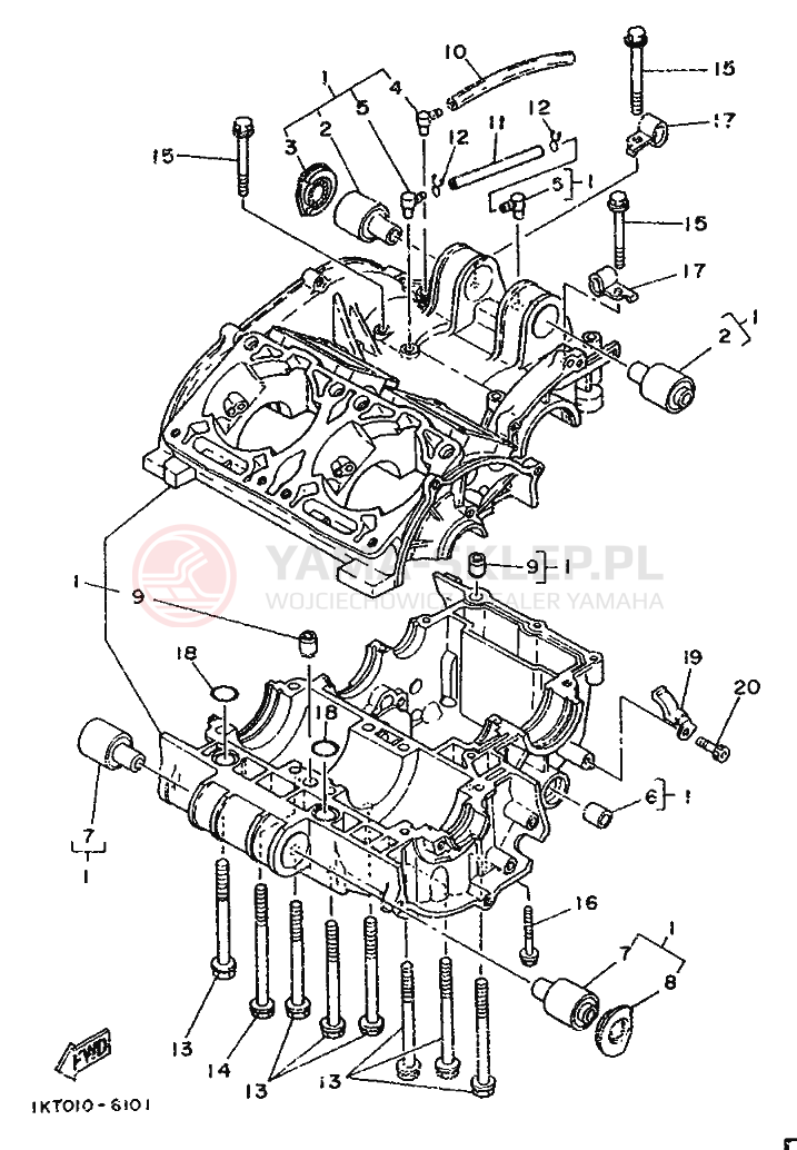 Schemat "Obudowa silnika" do Yamaha TZR250