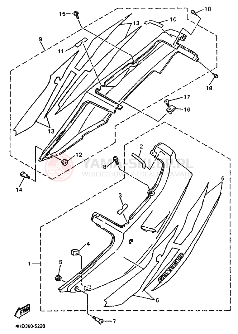 Schemat "Pokrywa boczna" do Yamaha YZF750R