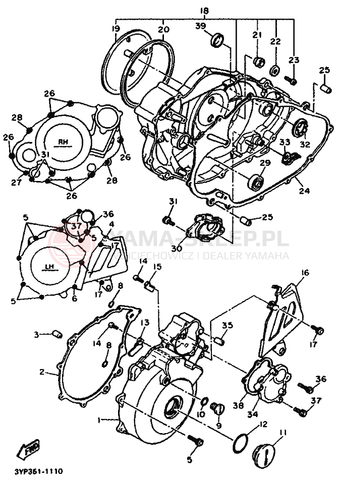 Schemat "Pokrywa silnika" do Yamaha XT600