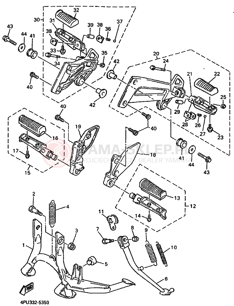 Schemat "Stopka postojowa i podnóżki" do Yamaha XJR1200