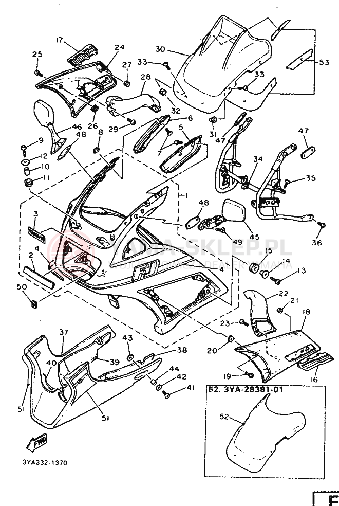 Schemat "elementy nadwozia" do Yamaha FJ1200