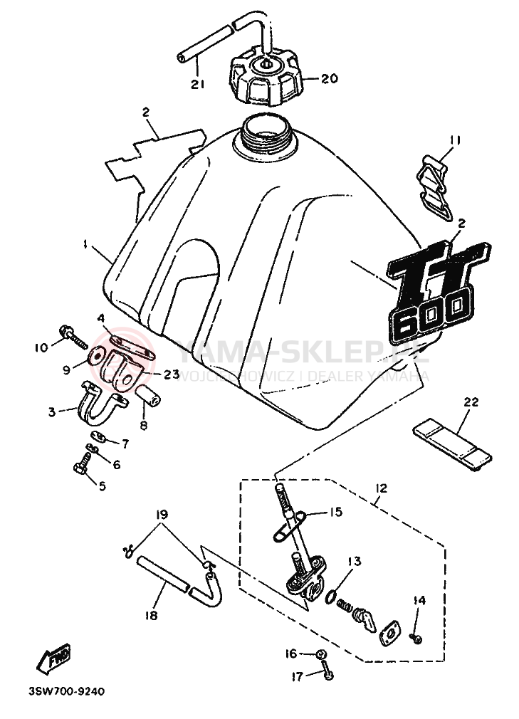 Schemat "zbiornik paliwa" do Yamaha TT600
