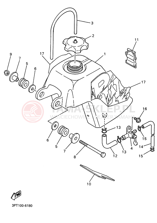 Schemat "zbiornik paliwa" do Yamaha PW50