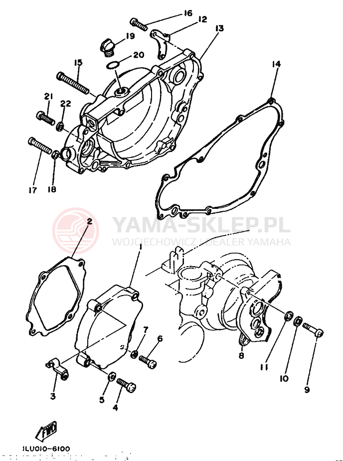 Schemat "Pokrywa silnika" do Yamaha YZ250