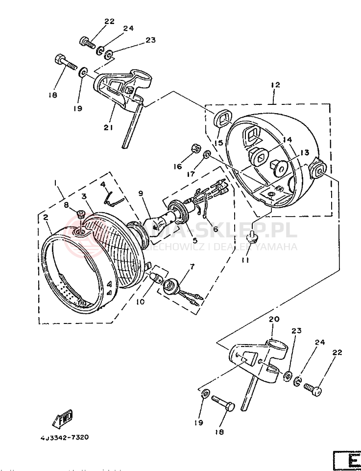 Schemat "Lampa przód" do Yamaha DT125-MX
