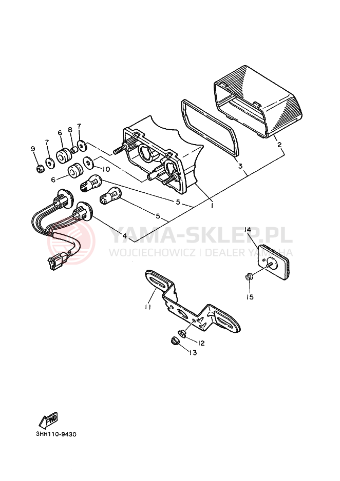 Schemat "Oświetlenie tył" do Yamaha FZR600 GENESIS