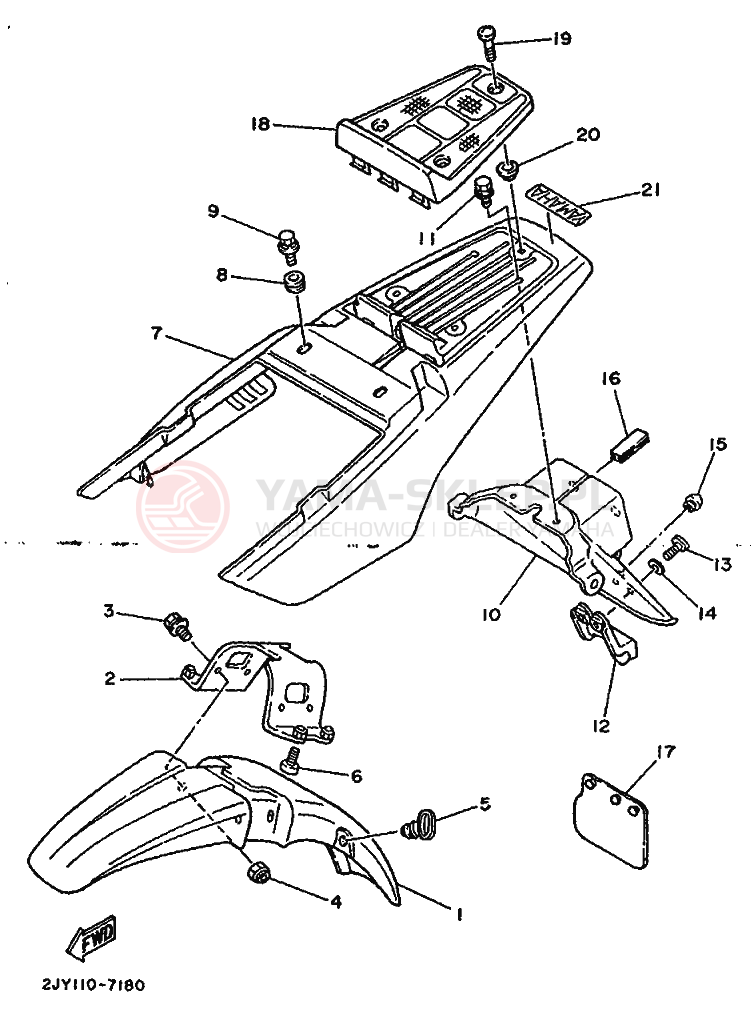 Schemat "błotnik" do Yamaha TW200E