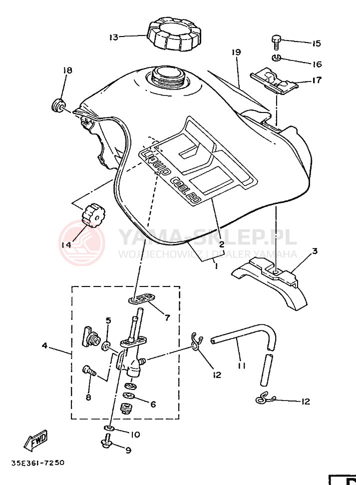 Schemat "zbiornik paliwa" do Yamaha DT125LC