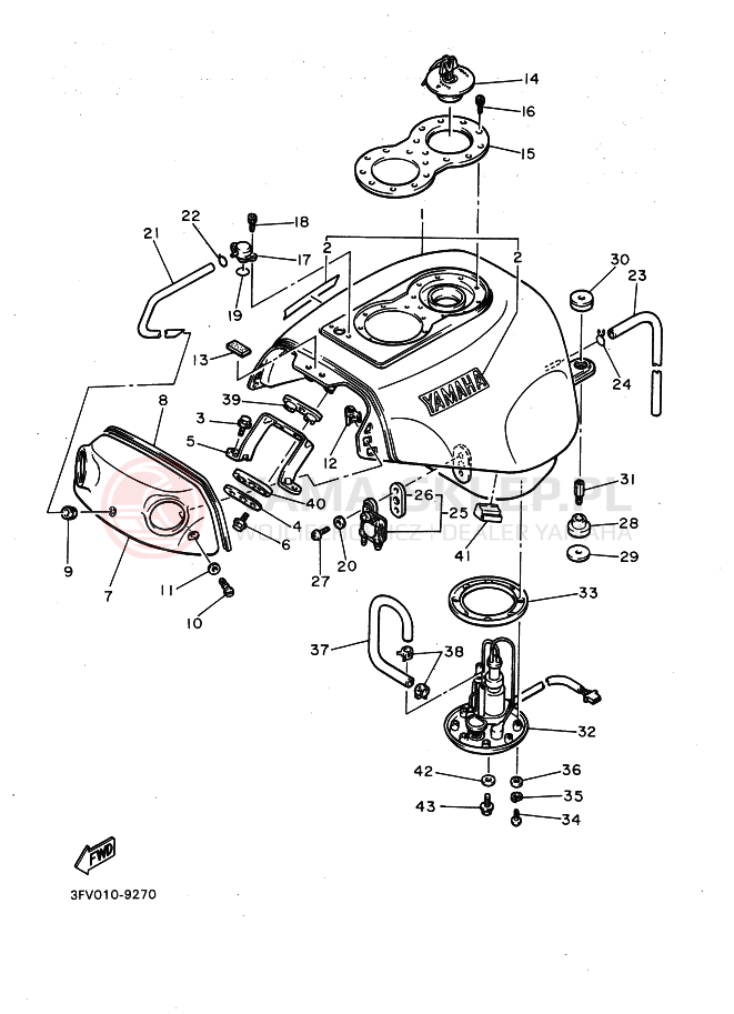 Schemat "zbiornik paliwa" do Yamaha FZR750R