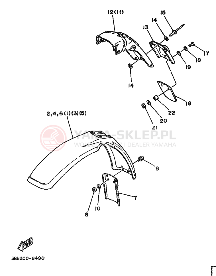Schemat "Zawieszenie przód" do Yamaha DT125R