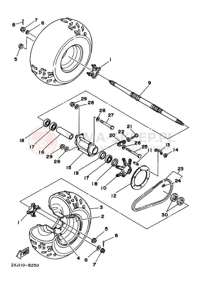 Schemat "Koło tył" do Yamaha BLASTER