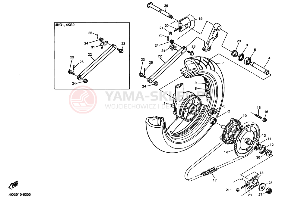 Schemat "Koło tył" do Yamaha XJR1200