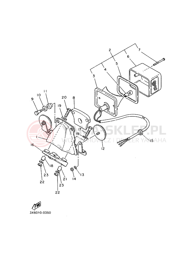 Schemat "Oświetlenie tył" do Yamaha SR400 SR400C