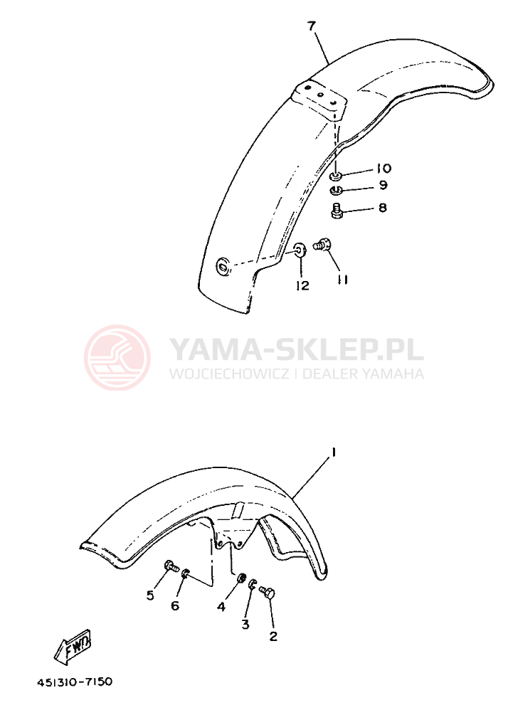 Schemat "błotnik" do Yamaha TY80B (SUPPLEMENT -