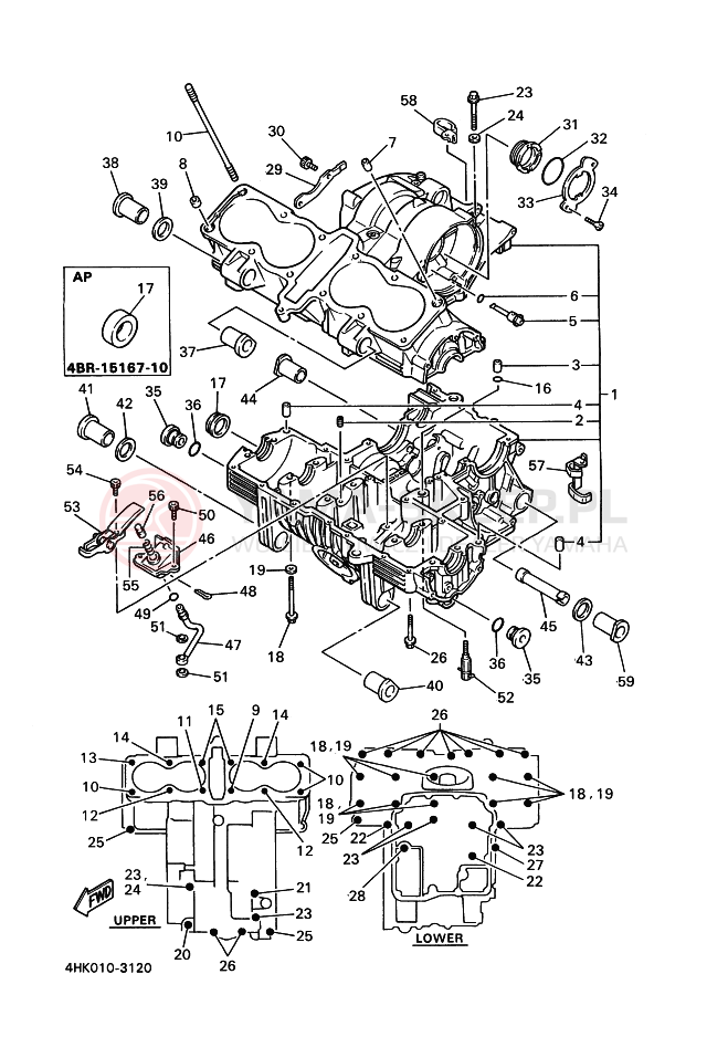 Schemat "Obudowa silnika" do Yamaha XJ600N