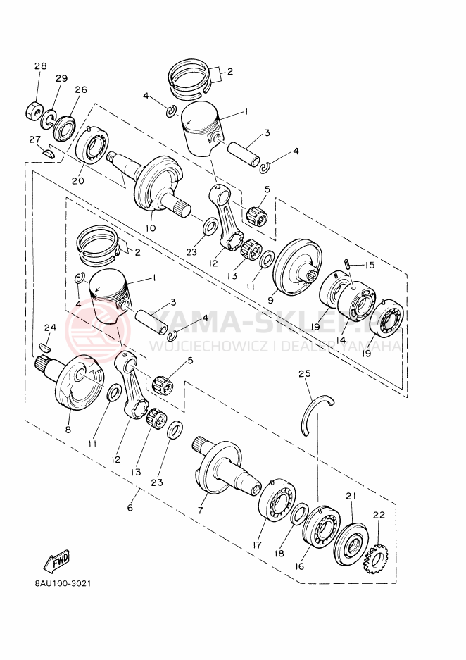 Schemat "Wał korbowy, tłok" do Yamaha VK540V