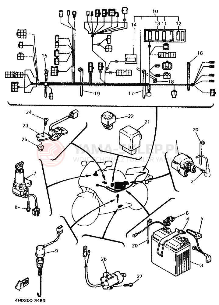 Schemat "układ elektryczny" do Yamaha YZF750R