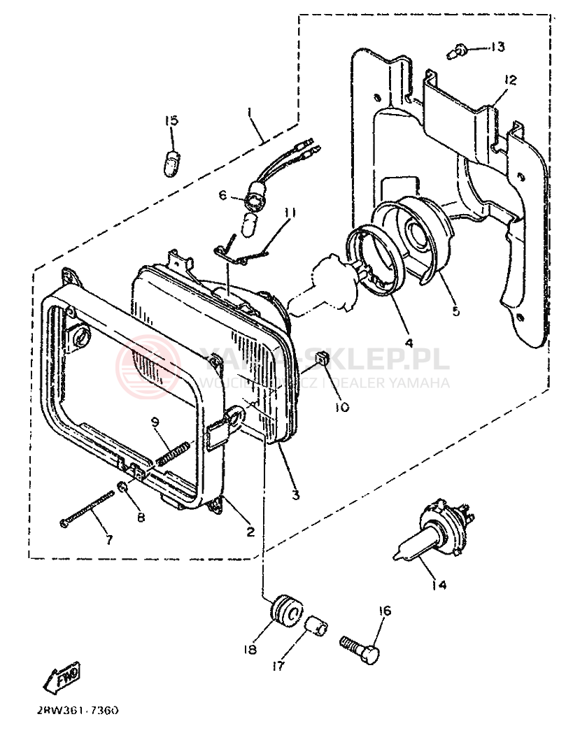 Schemat "Lampa przód" do Yamaha XT600