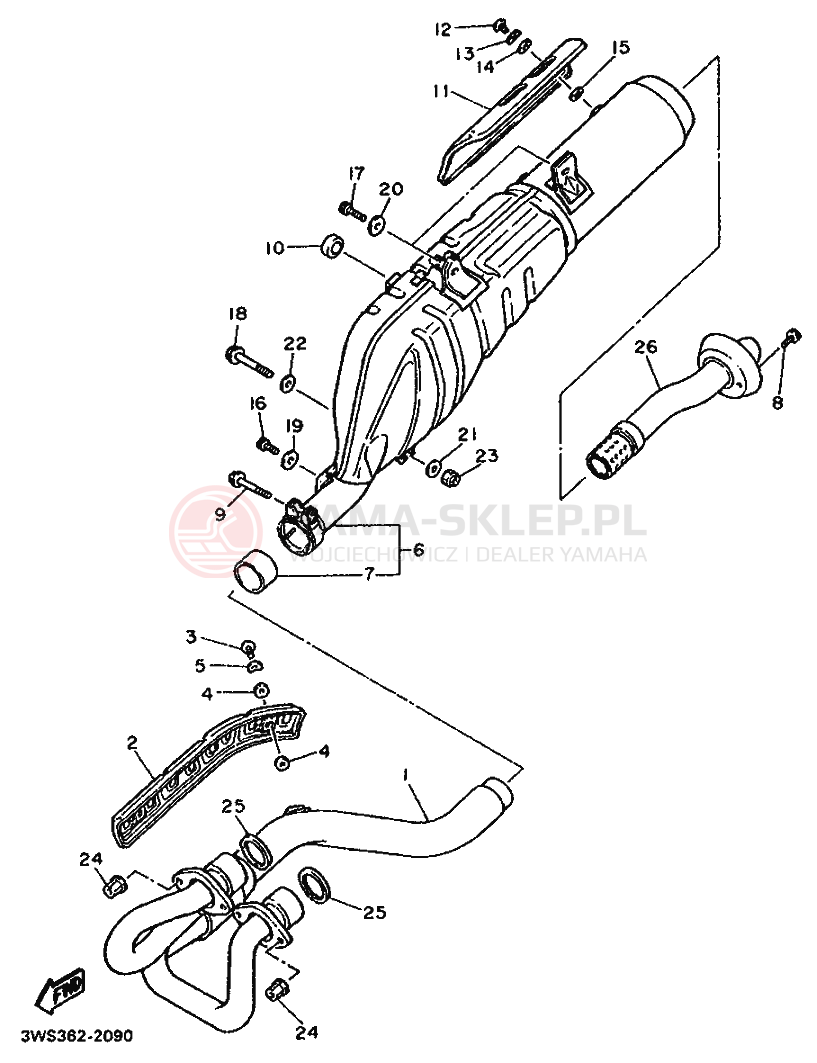 Schemat "Wydech końcowy" do Yamaha XT500E