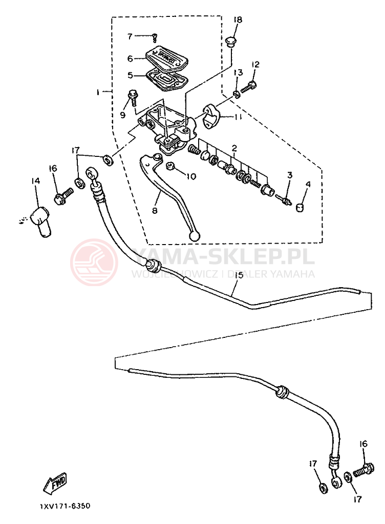 Schemat "Pompa hamulcowa przednia" do Yamaha FZ750