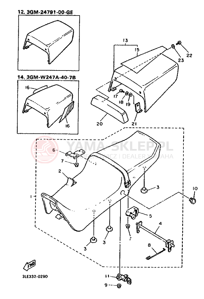 Schemat "siedzenie" do Yamaha FZR1000