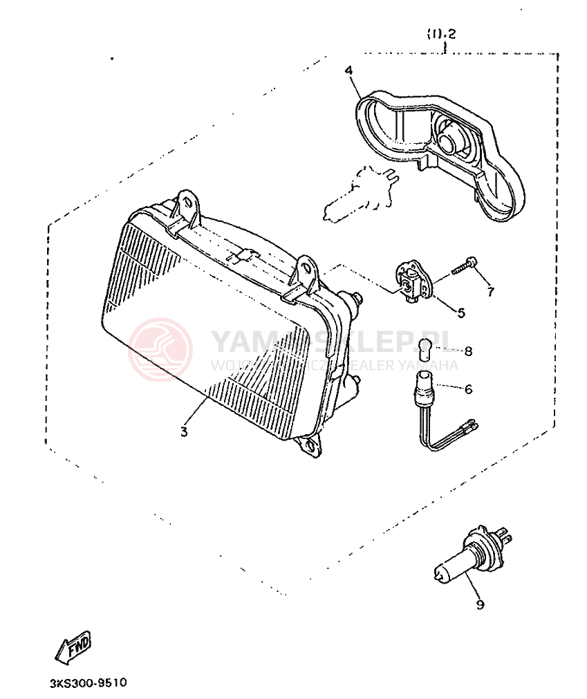 Schemat "Lampa przód" do Yamaha FZ750 GENESIS