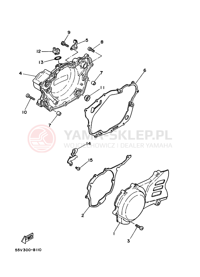 Schemat "Pokrywa silnika" do Yamaha XT350