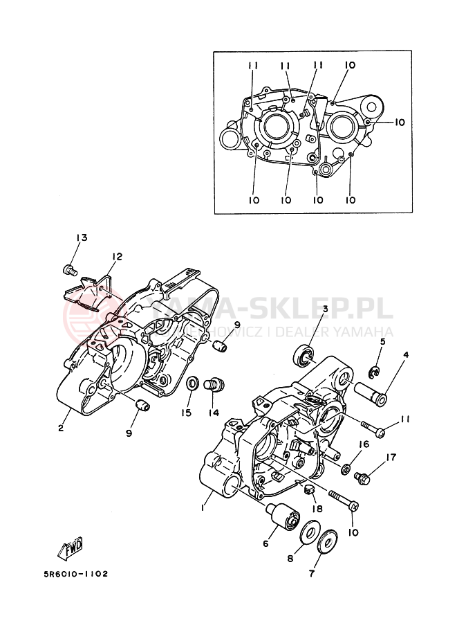 Schemat "Obudowa silnika" do Yamaha RZ50