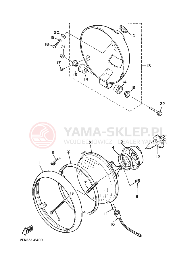 Schemat "Lampa przód" do Yamaha VMX12 VMAX
