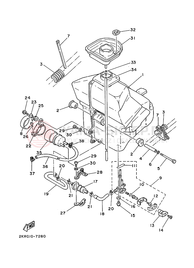 Schemat "zbiornik paliwa" do Yamaha FZR250