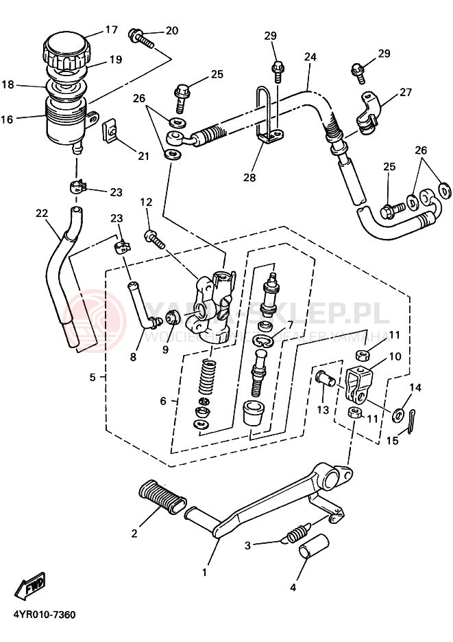 Schemat "Pompa hamulcowa tył" do Yamaha FZS600 FAZER