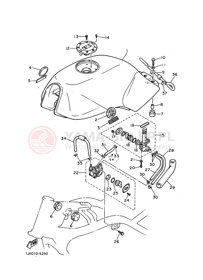 Schemat "zbiornik paliwa" do Yamaha SRX400