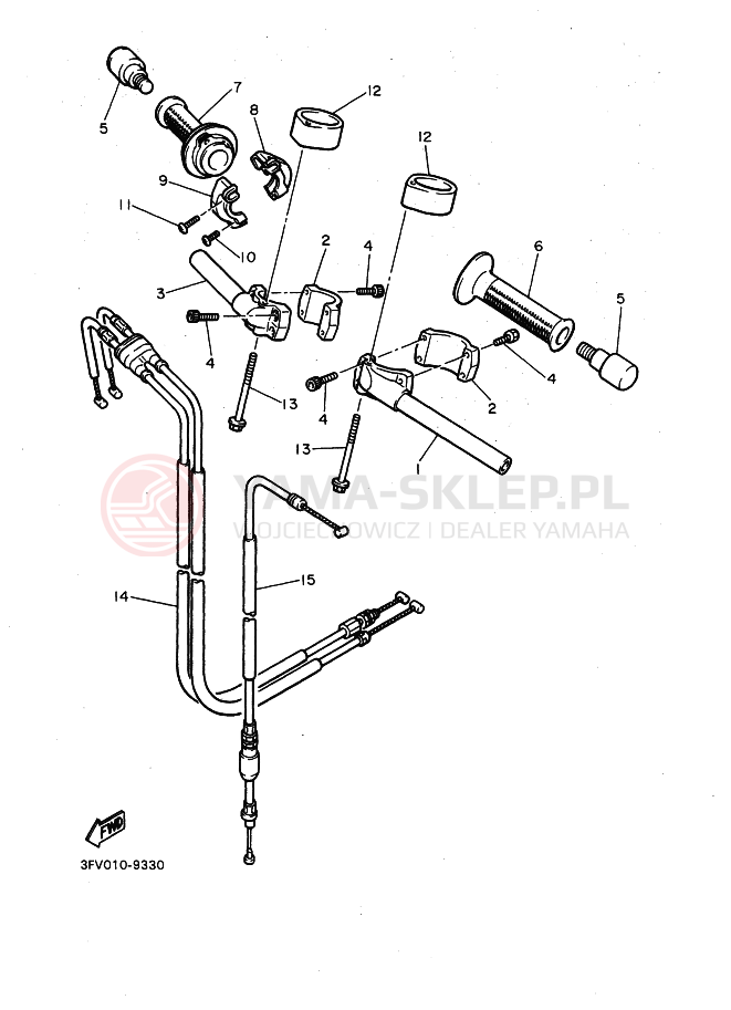 Schemat "Kierownica i osprzęt" do Yamaha FZR750R