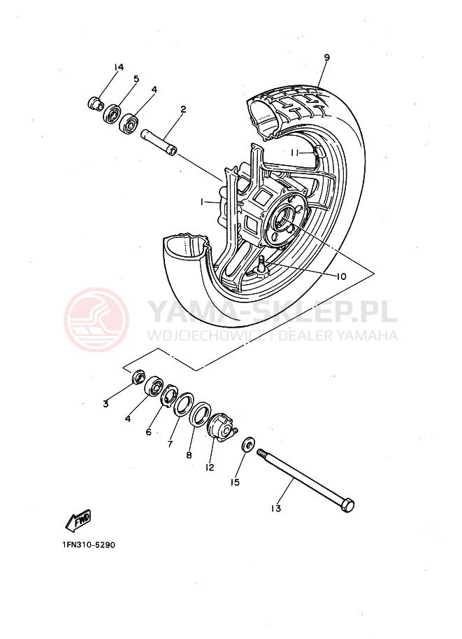 Schemat "Koło przód" do Yamaha FZ750