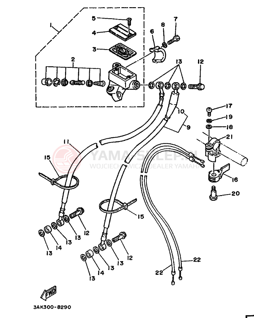 Schemat "Pompa hamulcowa przednia" do Yamaha TZ250