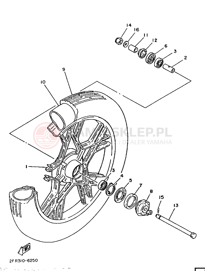 Schemat "Koło przód" do Yamaha RD50M