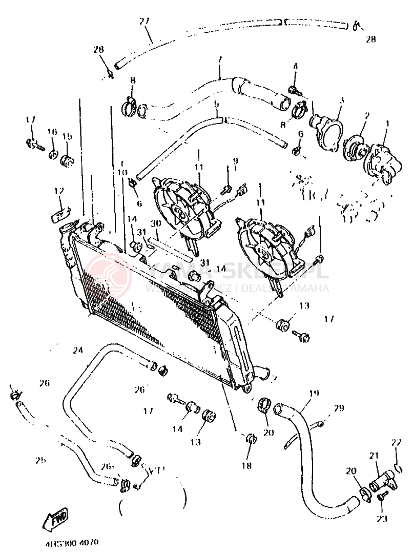 Schemat "Układ chlodzenia" do Yamaha YZF750SP
