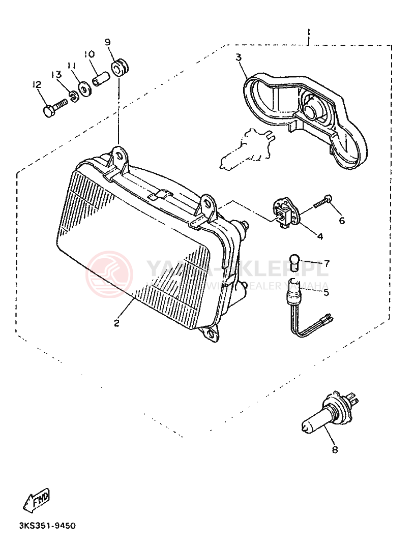 Schemat "Lampa przód" do Yamaha FZ750 GENESIS