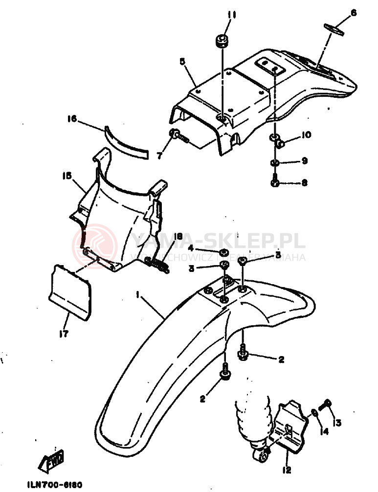 Schemat "błotnik" do Yamaha TT250