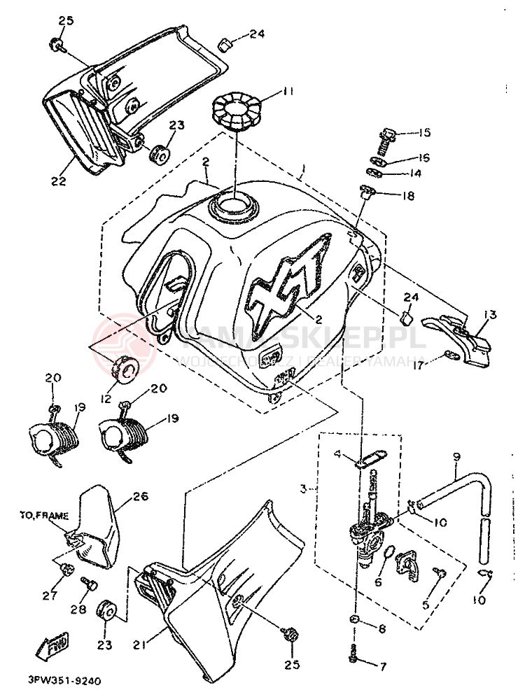 Schemat "zbiornik paliwa" do Yamaha XT500T