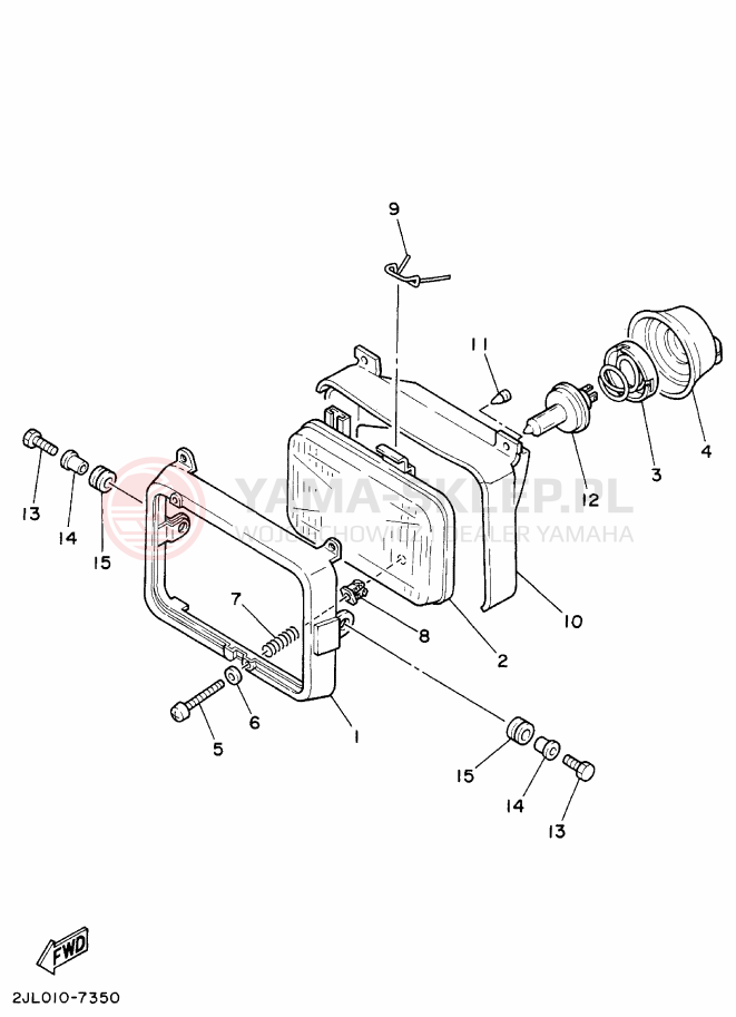 Schemat "Lampa przód" do Yamaha TW200