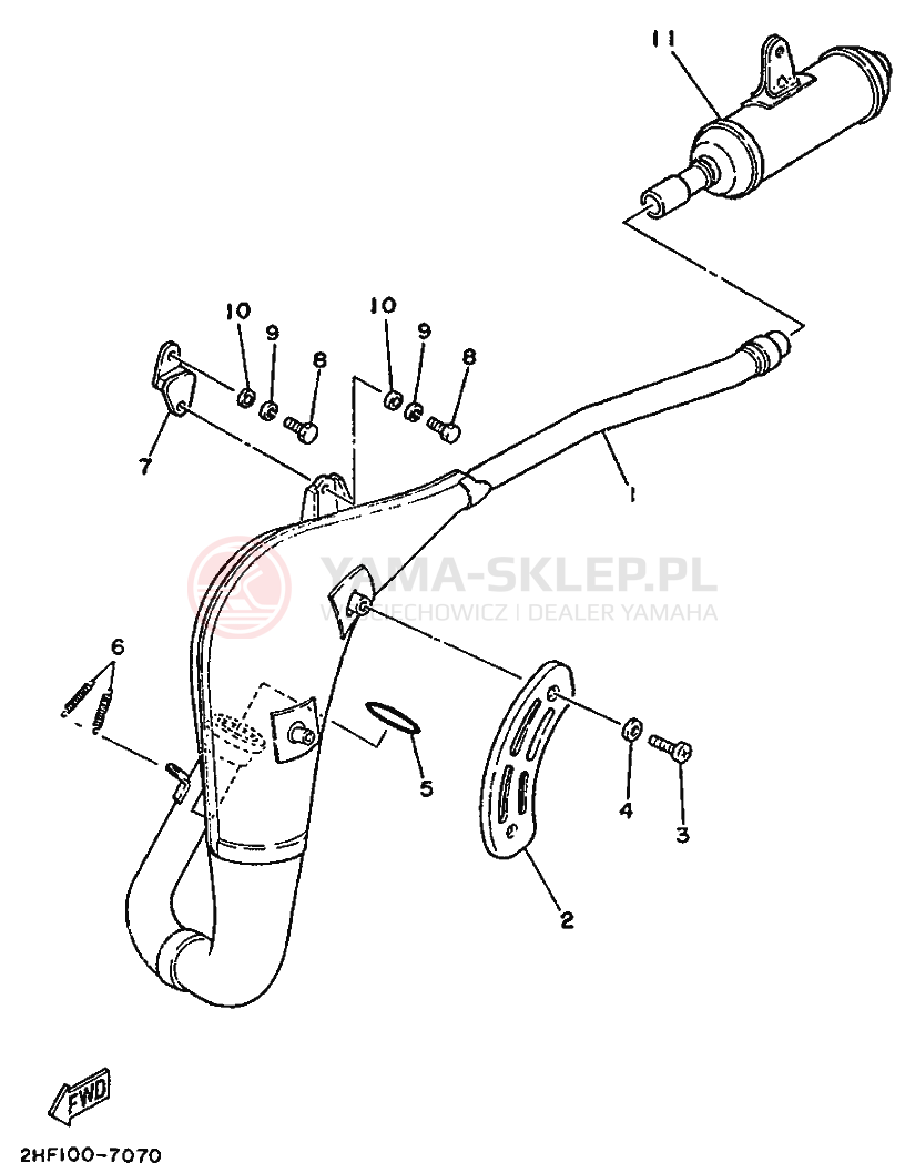 Schemat "Wydech końcowy" do Yamaha YZ80T