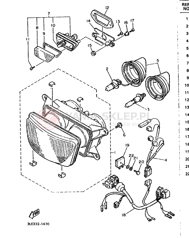 Schemat "Lampa przód" do Yamaha FZR1000
