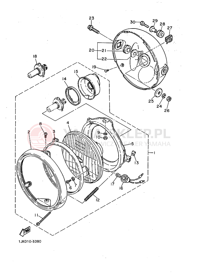 Schemat "Lampa przód" do Yamaha SRX400